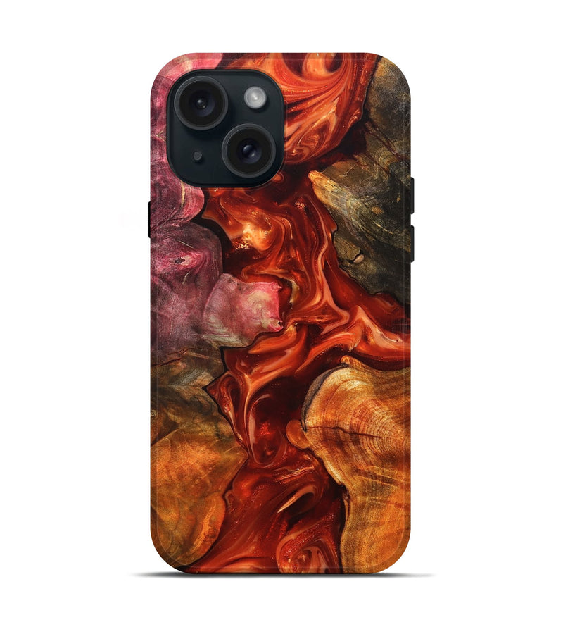 iPhone 15 Wood Live Edge Phone Case - Darien (Red, 819232)