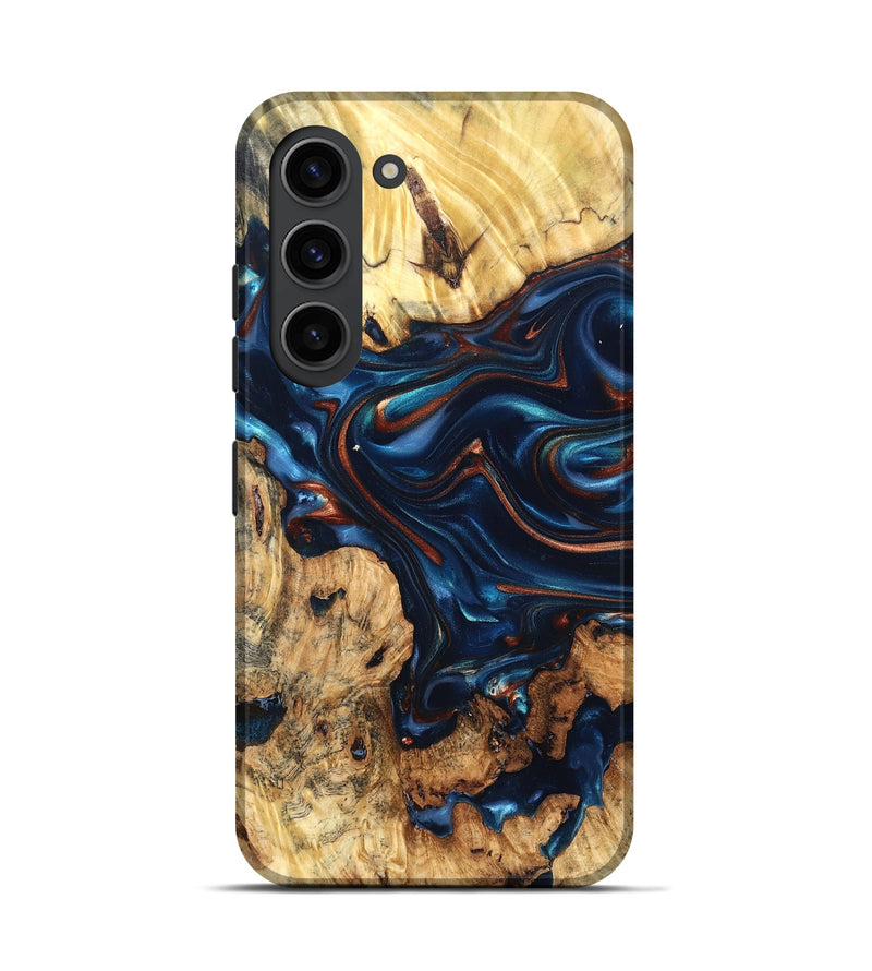 Galaxy S23 Wood Live Edge Phone Case - Mila (Teal & Gold, 819233)