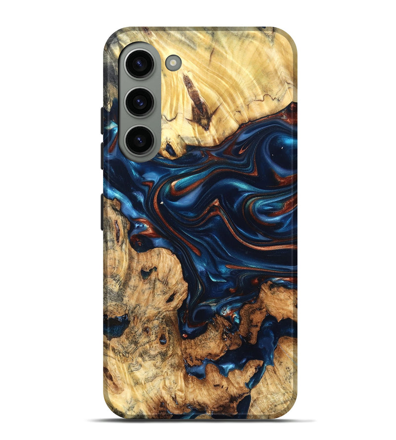 Galaxy S23 Plus Wood Live Edge Phone Case - Mila (Teal & Gold, 819233)