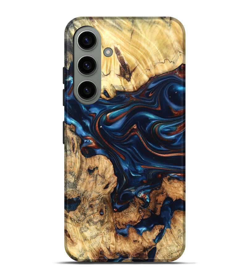 Galaxy S24 Plus Wood Live Edge Phone Case - Mila (Teal & Gold, 819233)
