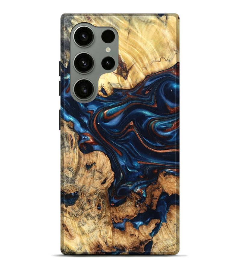 Galaxy S24 Ultra Wood Live Edge Phone Case - Mila (Teal & Gold, 819233)