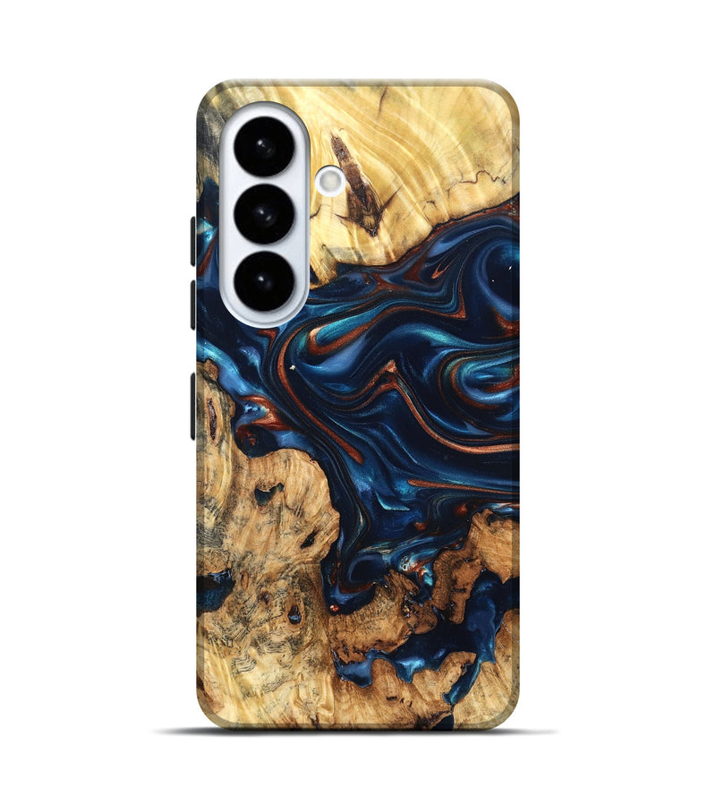 Galaxy S26 Wood Live Edge Phone Case - Mila (Teal & Gold, 819233)