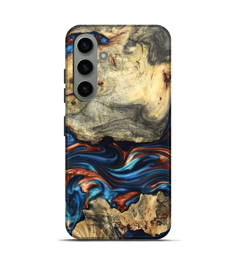 Galaxy S24 Wood Live Edge Phone Case - Monty (Teal & Gold, 819234)