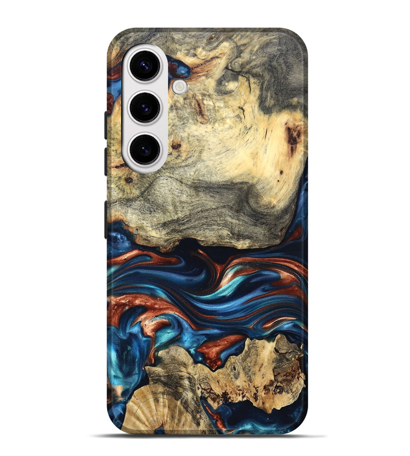 Galaxy S25 Plus Wood Live Edge Phone Case - Monty (Teal & Gold, 819234)