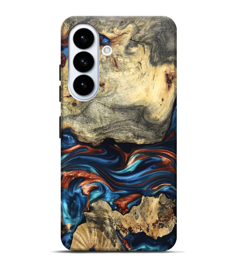 Galaxy S26 Plus Wood Live Edge Phone Case - Monty (Teal & Gold, 819234)