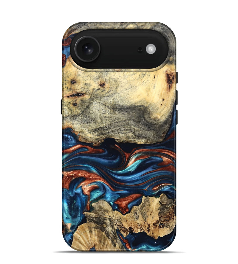 iPhone 17 Air Wood Live Edge Phone Case - Monty (Teal & Gold, 819234)