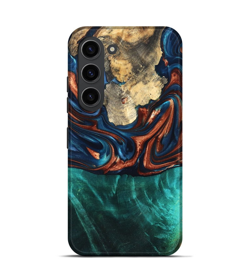 Galaxy S23 Wood Live Edge Phone Case - Marissa (Teal & Gold, 819239)