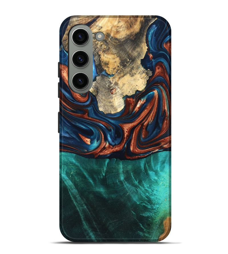Galaxy S23 Plus Wood Live Edge Phone Case - Marissa (Teal & Gold, 819239)