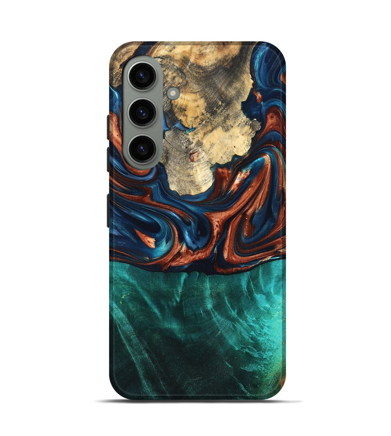 Galaxy S24 Wood Live Edge Phone Case - Marissa (Teal & Gold, 819239)