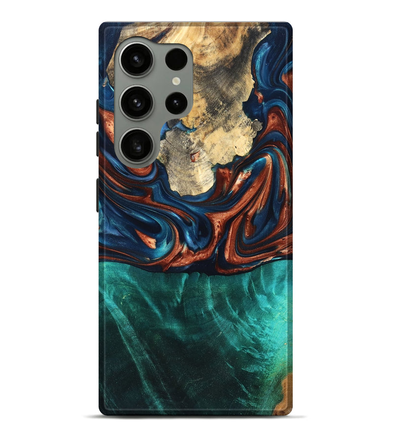 Galaxy S24 Ultra Wood Live Edge Phone Case - Marissa (Teal & Gold, 819239)
