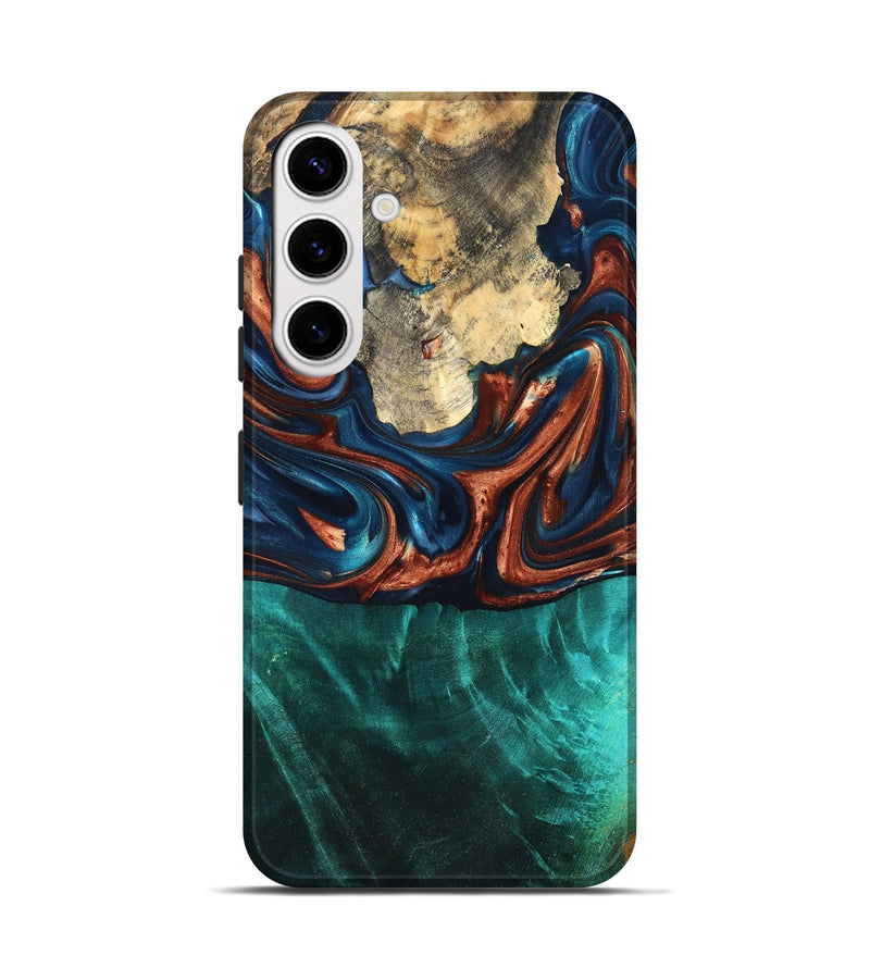 Galaxy S25 Wood Live Edge Phone Case - Marissa (Teal & Gold, 819239)