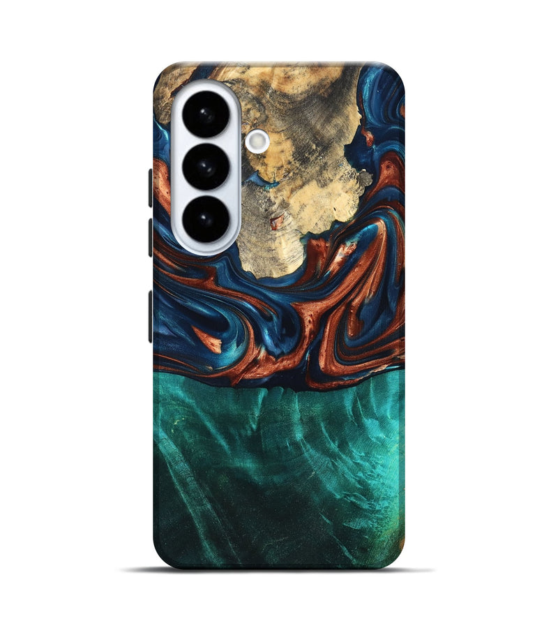 Galaxy S26 Wood Live Edge Phone Case - Marissa (Teal & Gold, 819239)