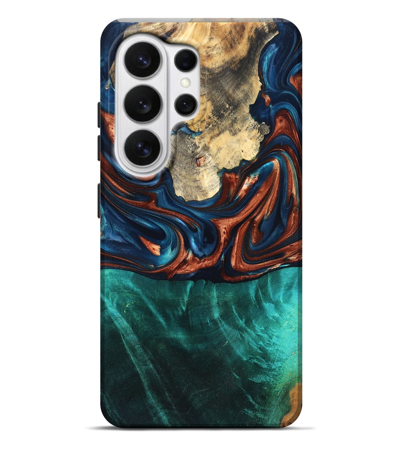 Galaxy S26 Ultra Wood Live Edge Phone Case - Marissa (Teal & Gold, 819239)