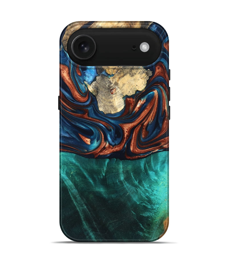 iPhone 17 Air Wood Live Edge Phone Case - Marissa (Teal & Gold, 819239)