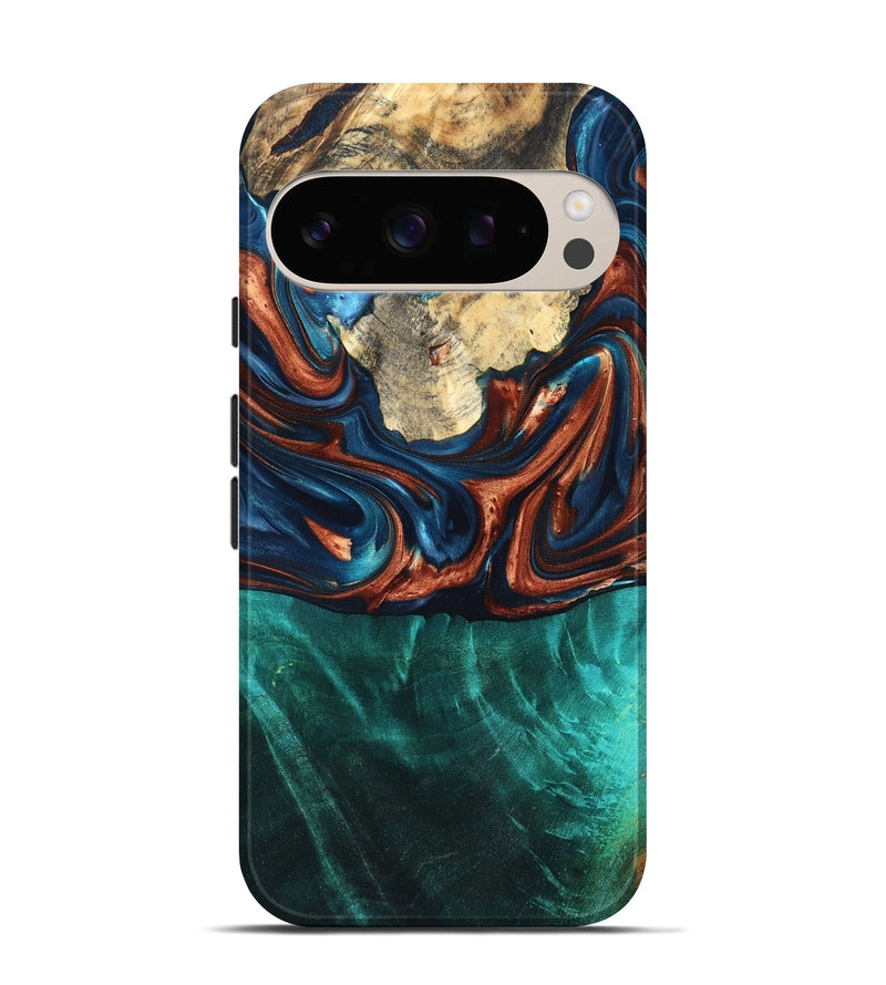 Pixel 10 Wood Live Edge Phone Case - Marissa (Teal & Gold, 819239)