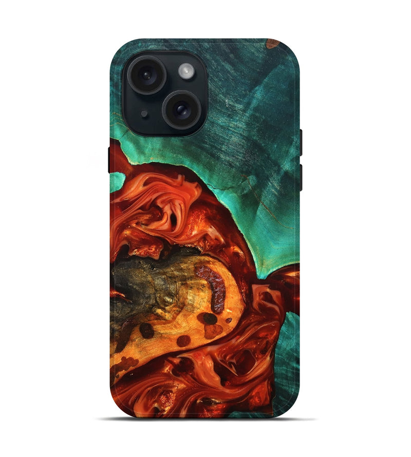 iPhone 15 Wood Live Edge Phone Case - Jax (Red, 819241)