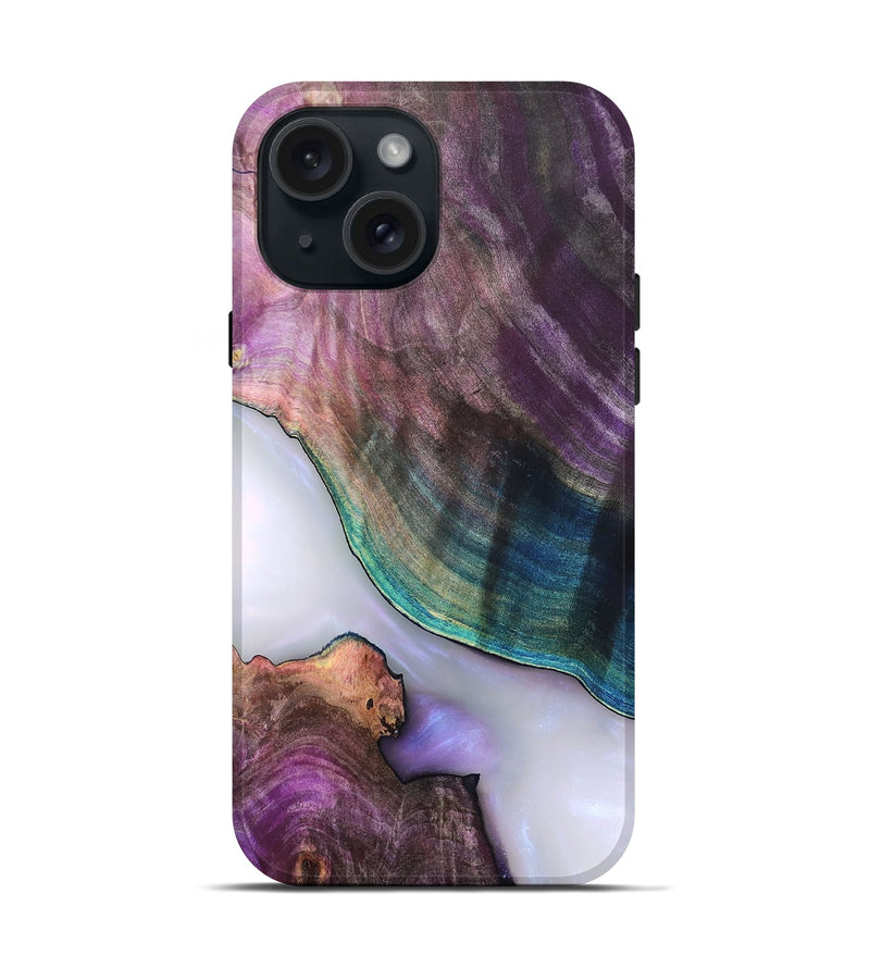 iPhone 15 Wood Live Edge Phone Case - Jarod (Clear, 819242)