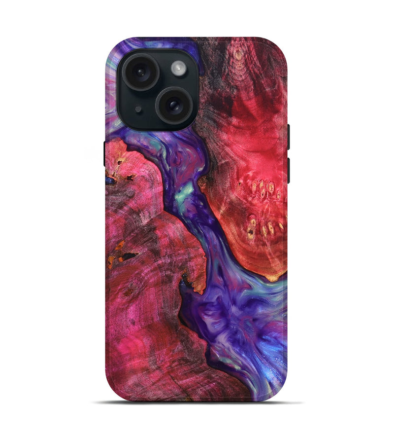iPhone 15 Wood Live Edge Phone Case - Velva (Purple, 819250)