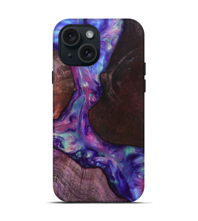 iPhone 15 Wood Live Edge Phone Case - Candy (Purple, 819251)
