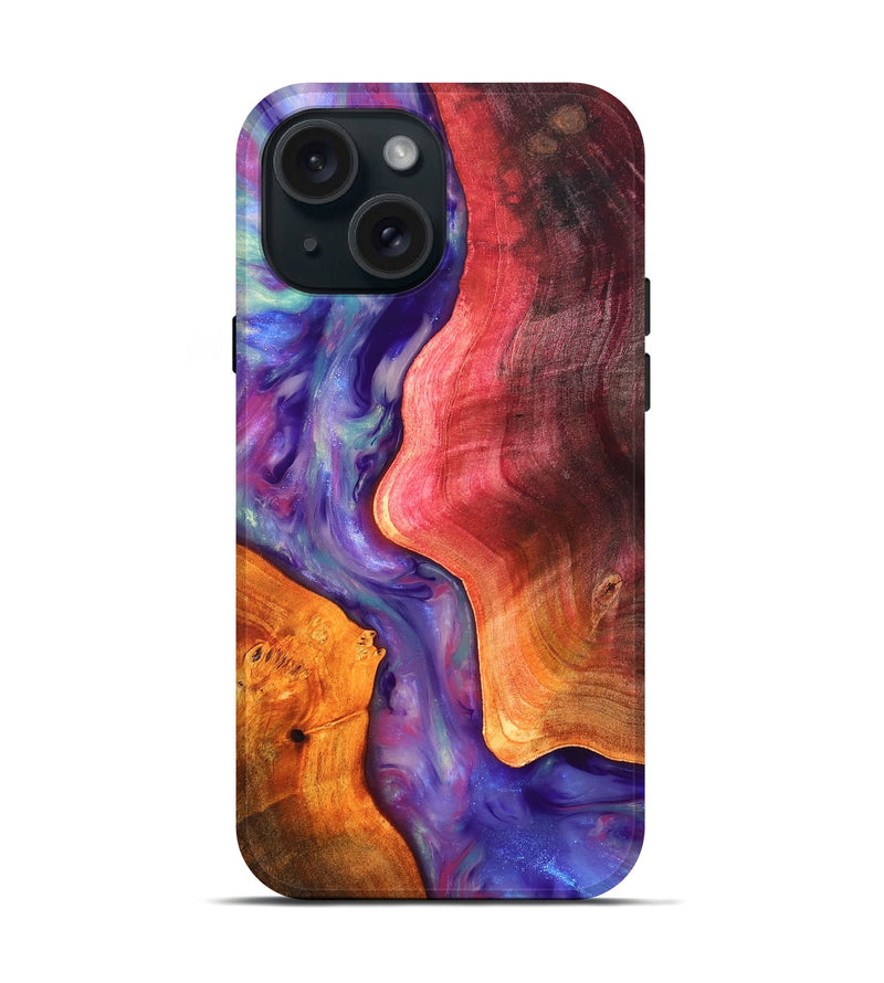 iPhone 15 Wood Live Edge Phone Case - Latoya (Fire & Ice, 819252)