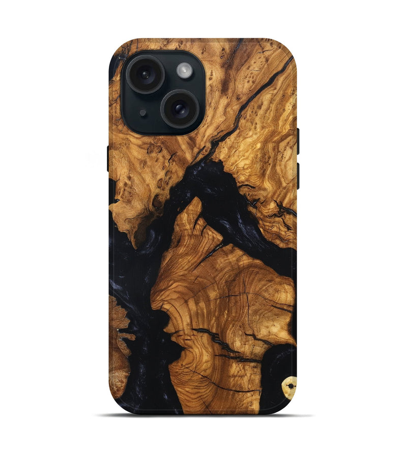 iPhone 15 Wood Live Edge Phone Case - Rod (Ancient Olive, 819257)