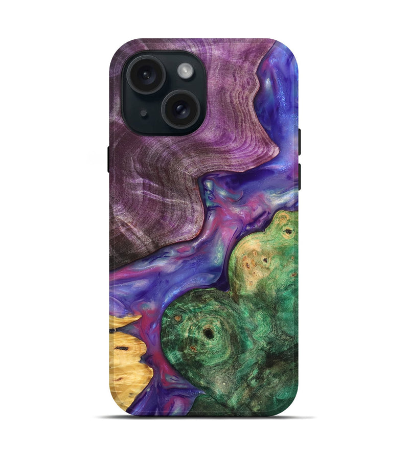 iPhone 15 Wood Live Edge Phone Case - Cristal (Purple, 819260)
