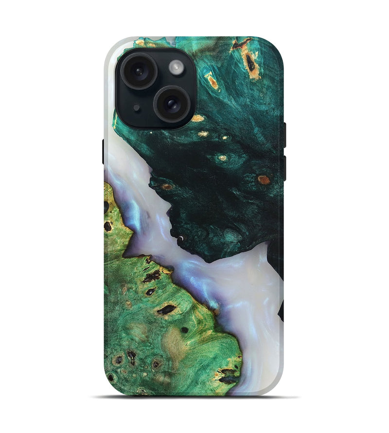 iPhone 15 Wood Live Edge Phone Case - Ambrose (Clear, 819262)