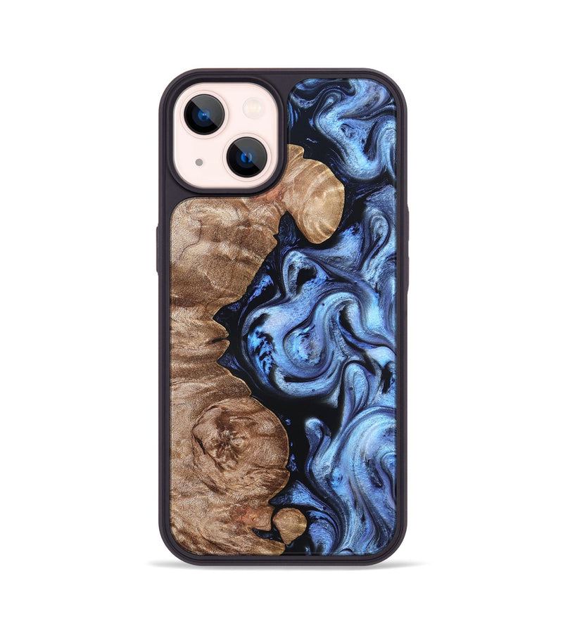 iPhone 14 Wood Phone Case - Helen (Blue, 819264)