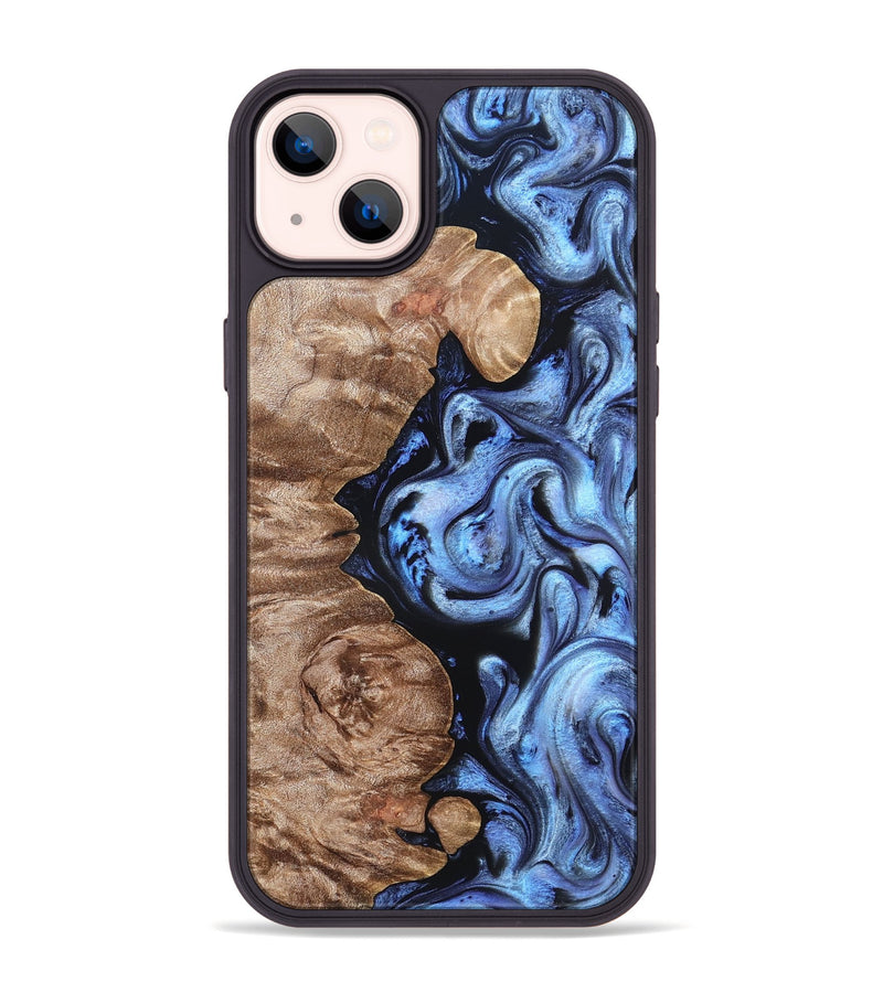 iPhone 14 Plus Wood Phone Case - Helen (Blue, 819264)