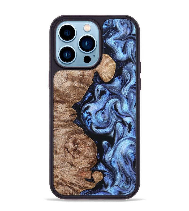 iPhone 14 Pro Max Wood Phone Case - Helen (Blue, 819264)