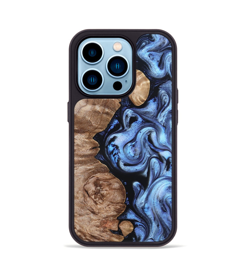 iPhone 14 Pro Wood Phone Case - Helen (Blue, 819264)