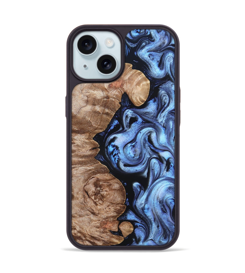 iPhone 15 Wood Phone Case - Helen (Blue, 819264)