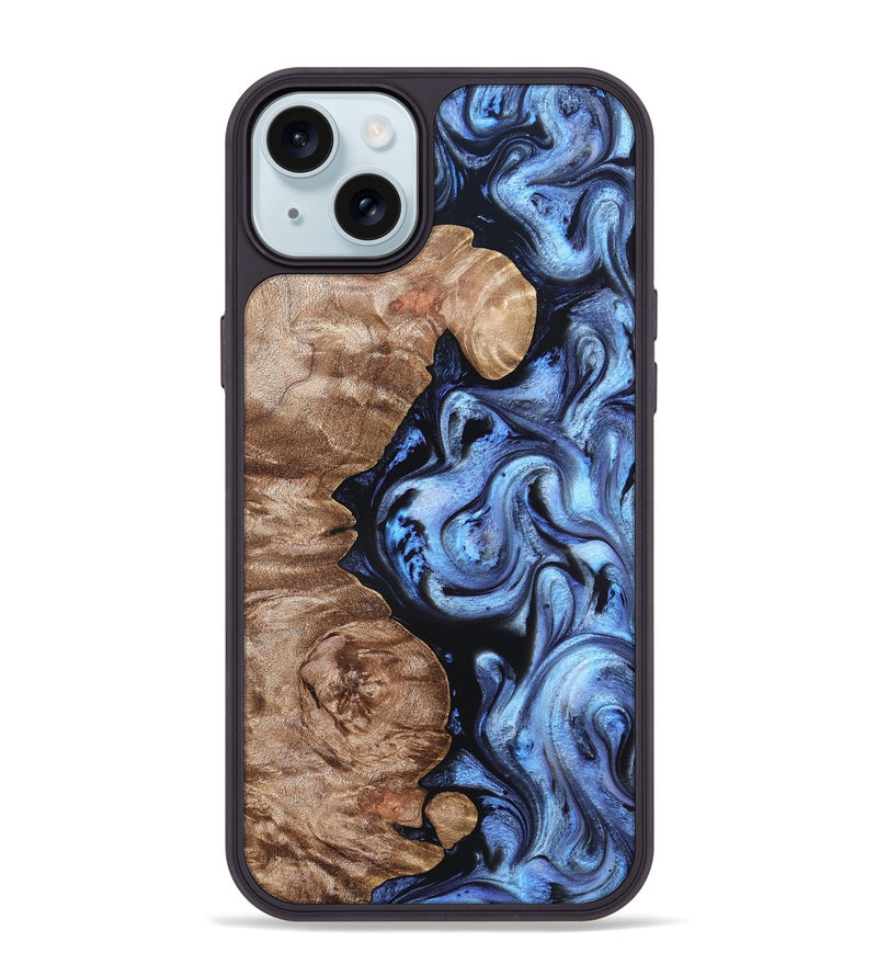 iPhone 15 Plus Wood Phone Case - Helen (Blue, 819264)