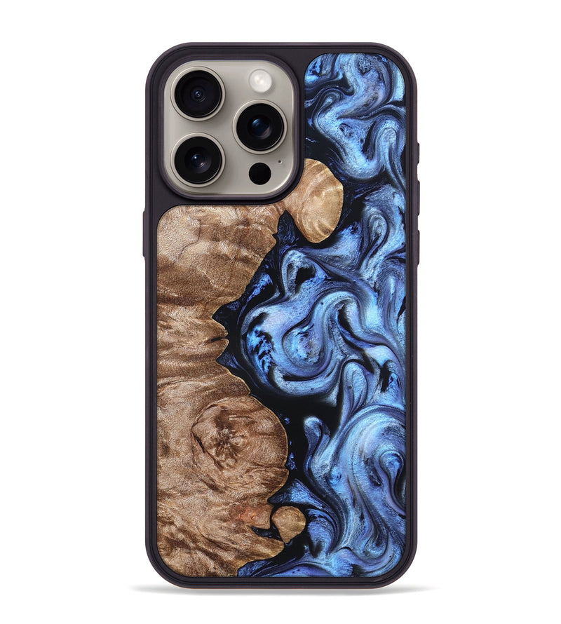 iPhone 15 Pro Max Wood Phone Case - Helen (Blue, 819264)