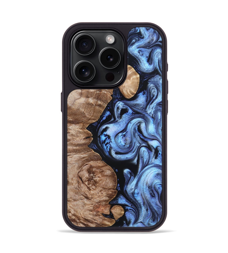 iPhone 15 Pro Wood Phone Case - Helen (Blue, 819264)