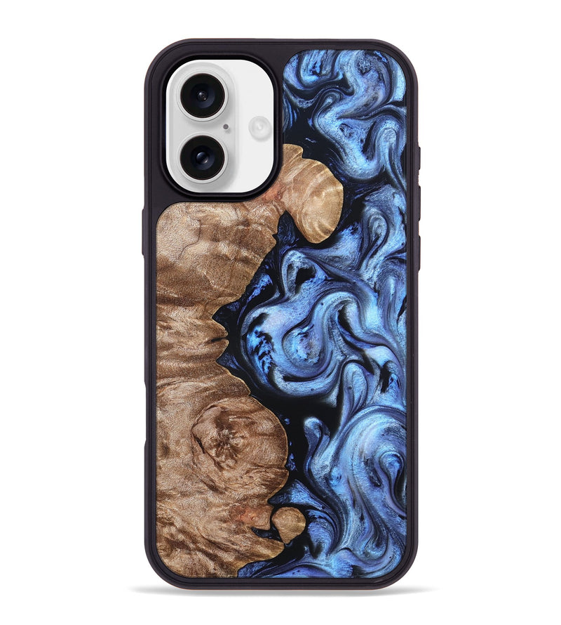 iPhone 16 Plus Wood Phone Case - Helen (Blue, 819264)