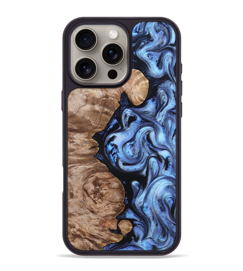 iPhone 16 Pro Max Wood Phone Case - Helen (Blue, 819264)