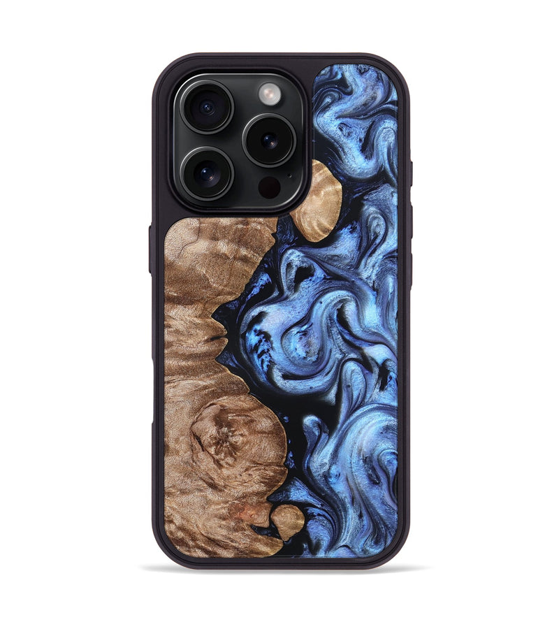 iPhone 16 Pro Wood Phone Case - Helen (Blue, 819264)