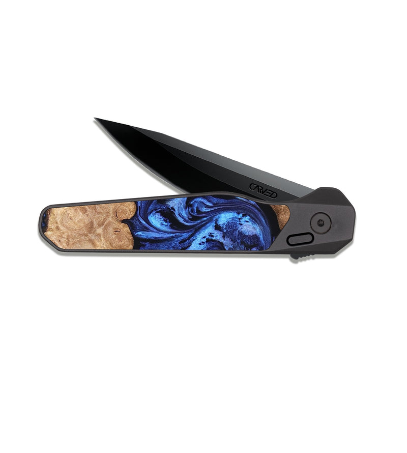 EDC Dark Slate Wood Pocket Knife - Ina (Blue, 819265)