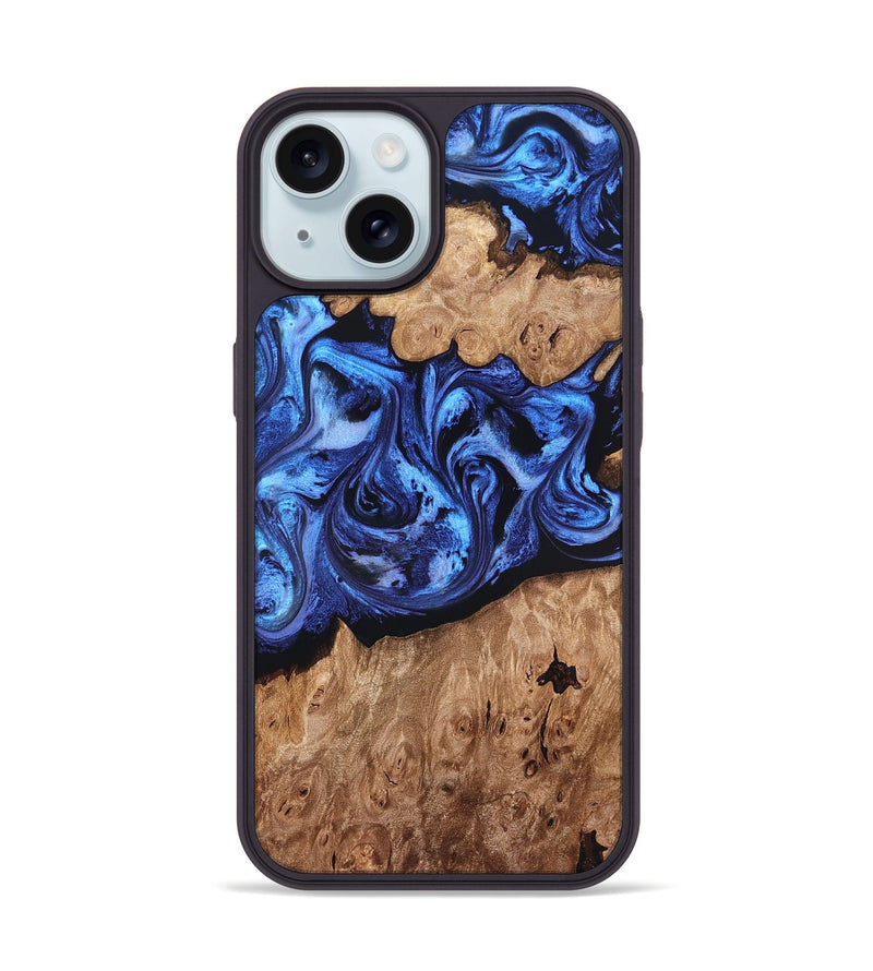 iPhone 15 Wood Phone Case - Ina (Blue, 819265)