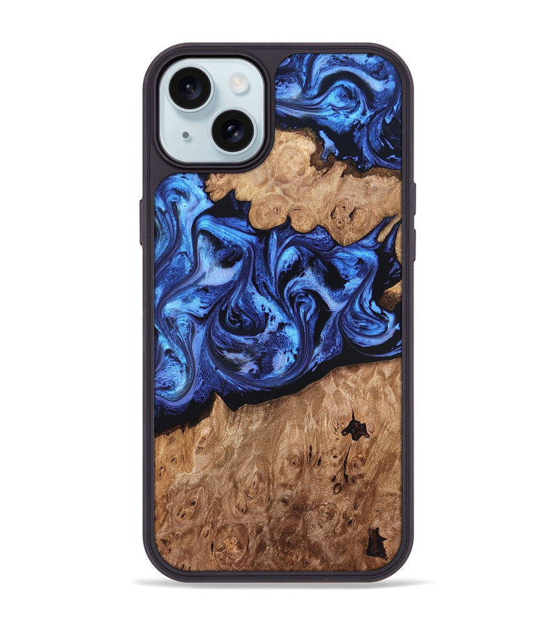 iPhone 15 Plus Wood Phone Case - Ina (Blue, 819265)