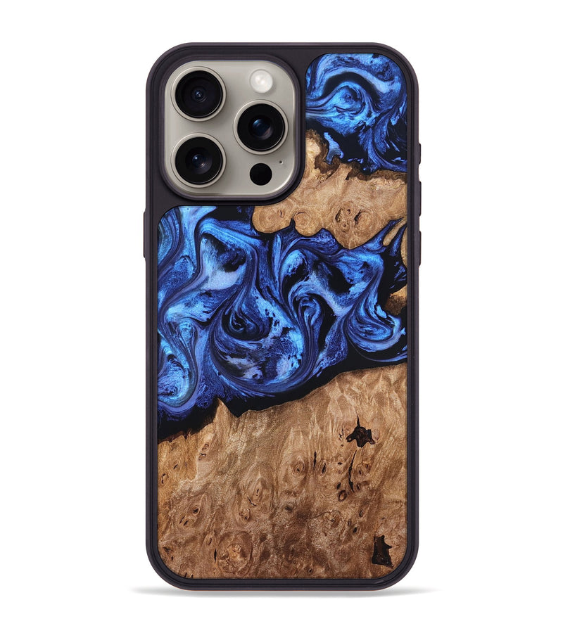 iPhone 15 Pro Max Wood Phone Case - Ina (Blue, 819265)