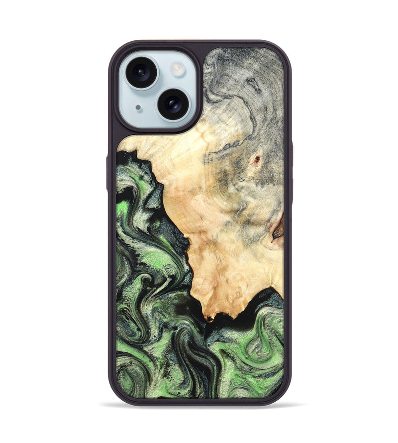 iPhone 15 Wood Phone Case - Esther (Green, 819268)