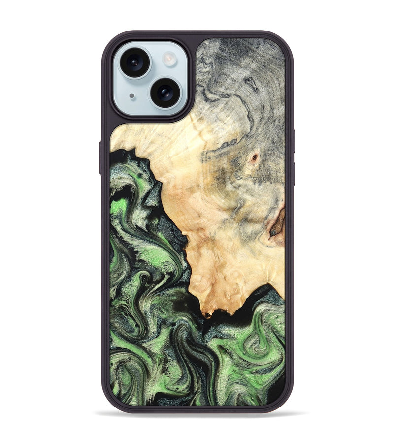 iPhone 15 Plus Wood Phone Case - Esther (Green, 819268)