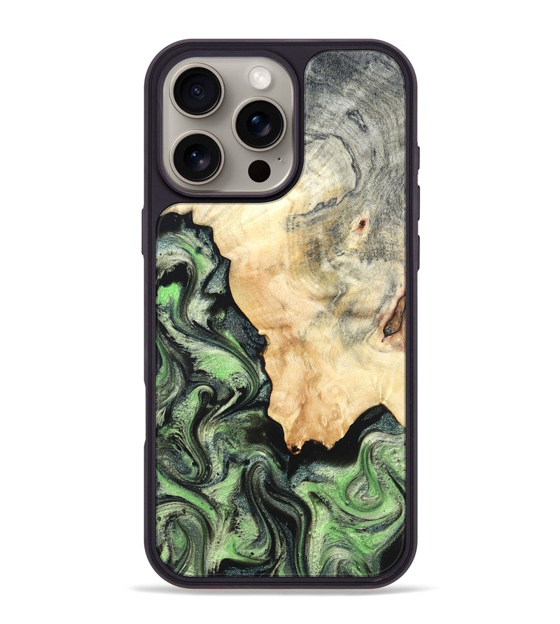iPhone 16 Pro Max Wood Phone Case - Esther (Green, 819268)