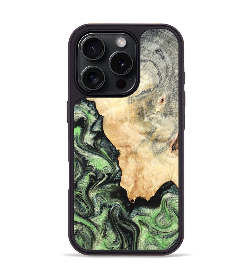 iPhone 16 Pro Wood Phone Case - Esther (Green, 819268)
