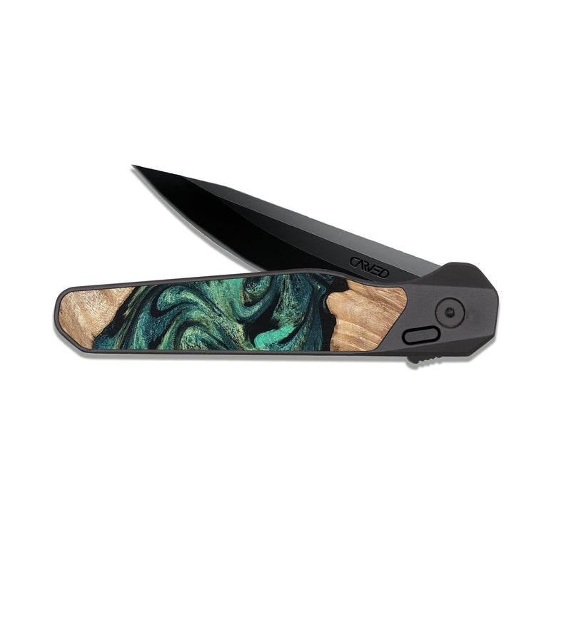 EDC Dark Slate Wood Pocket Knife - Lizeth (Green, 819269)