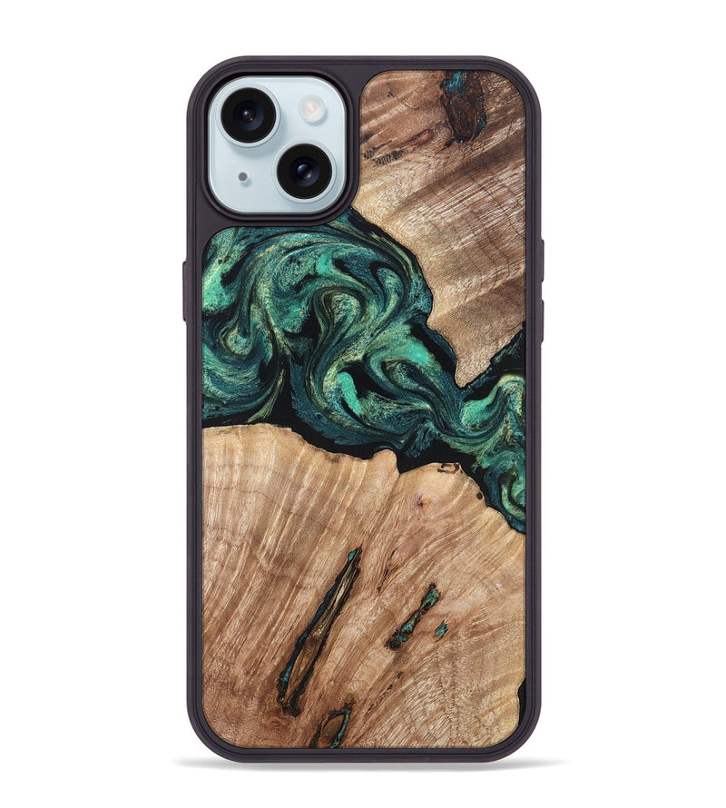 iPhone 15 Plus Wood Phone Case - Lizeth (Green, 819269)