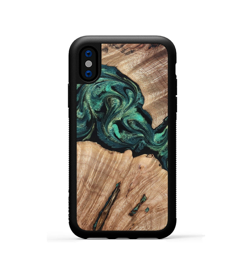 iPhone Xs Wood Phone Case - Lizeth (Green, 819269)