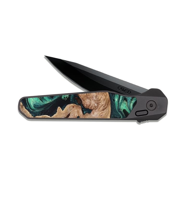 EDC Dark Slate Wood Pocket Knife - Kaleb (Green, 819271)